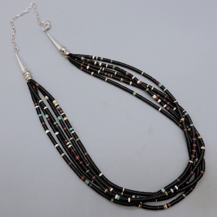 5 strand Jet Multi Color Necklace by Jose Rosetta