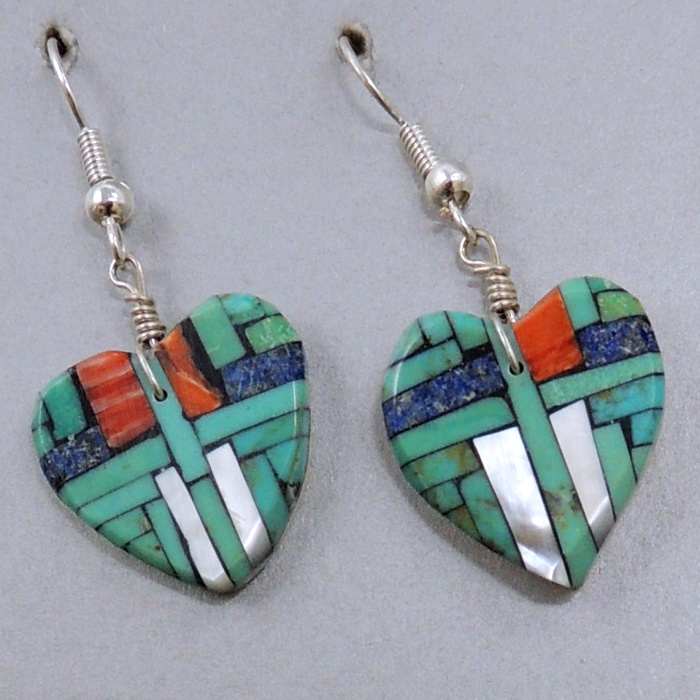 Inlaid Heart Earrings by Joe Reano - Product Image