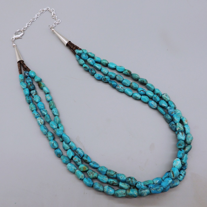 3 strand Blue Nugget Necklace by Laura Aguilar