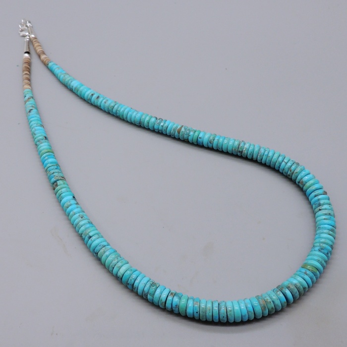 Long Beveled Turquoise Necklace by Robert Tenorio - Product Image