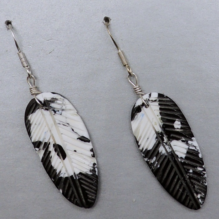 White Buffalo Turquoise Earrings by Ronald Chavez