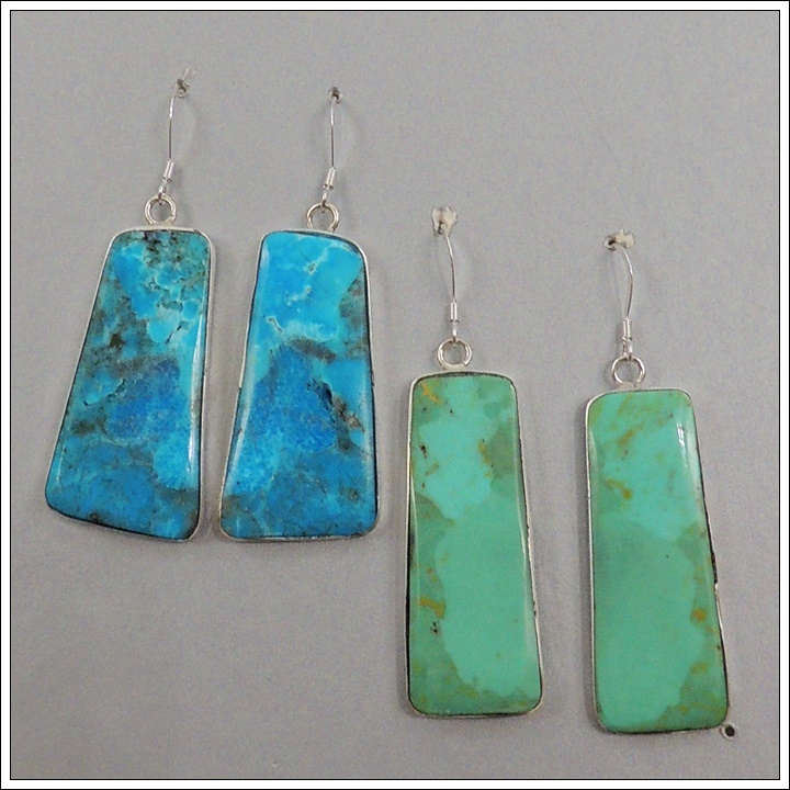 Silver Wrap Turquoise Earrings by Veronica Tortalita - Product Image