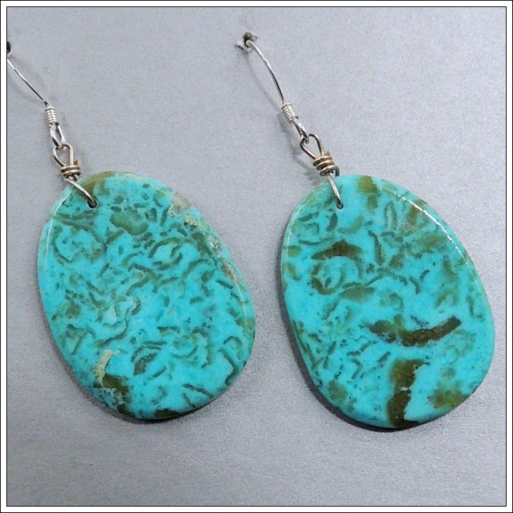 $40 Blue Turquoise Slab Earrings - Product Image
