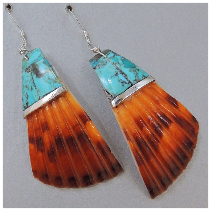 Half Inlaid Shell Earrings by Veronica Tortalita - Product Image