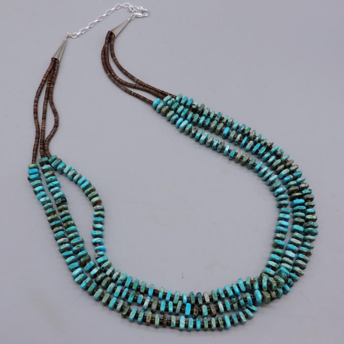3 strand Turquoise "Chicklet" Necklace - Product Image