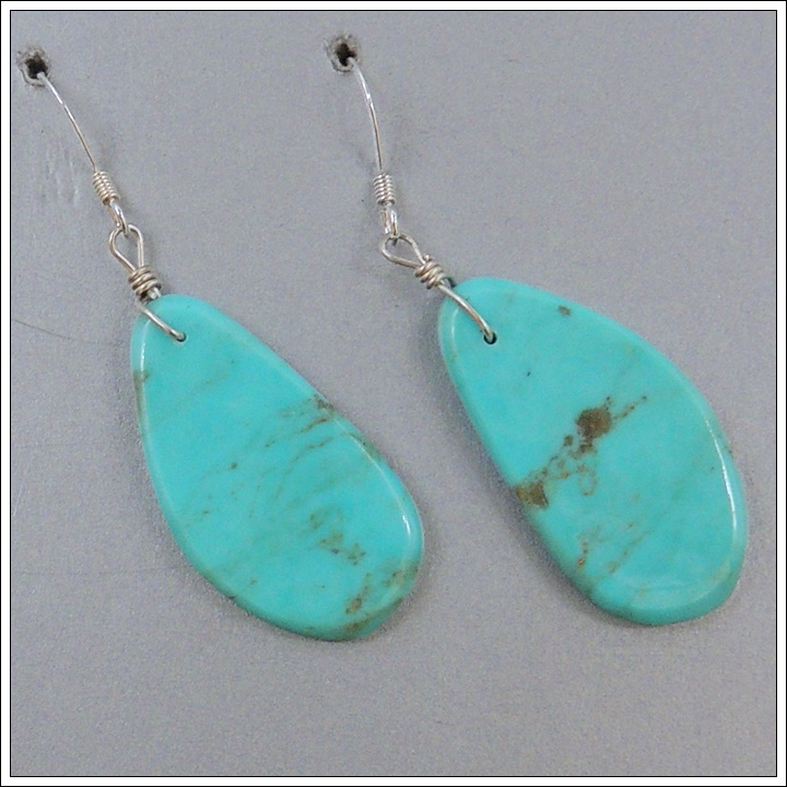 $35 Blue Turquoise Slab Earrings - Product Image