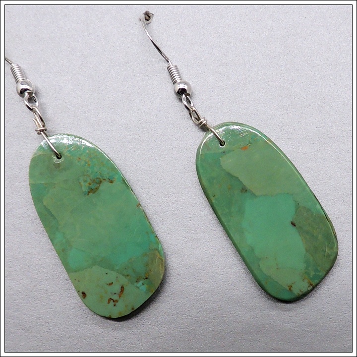 $40 Green Turquoise Slab Earrings - Product Image