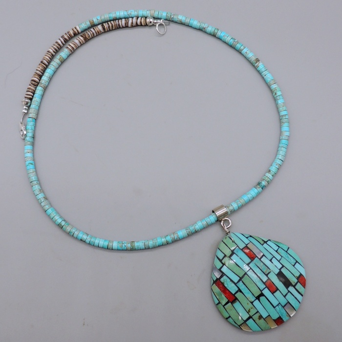 Blue Inlaid Shell Necklace by Percy & Charlotte Reano