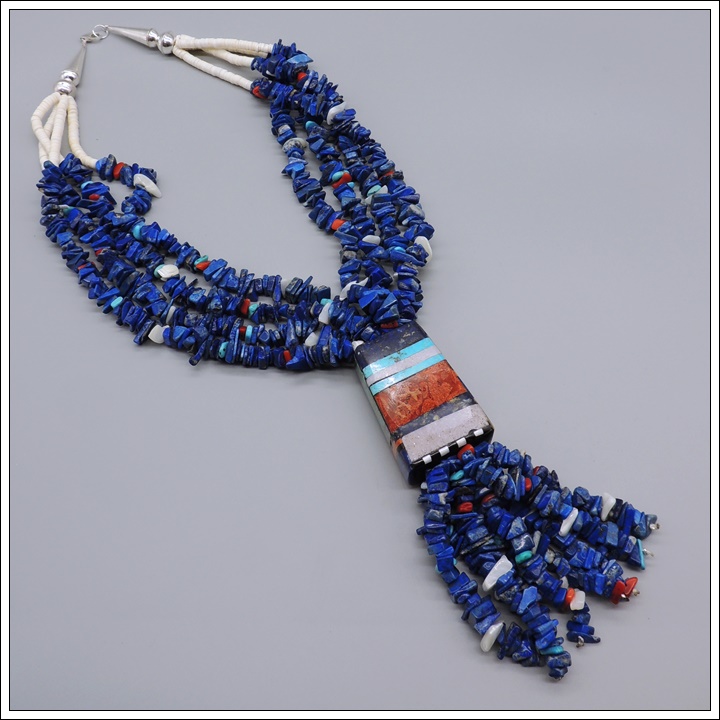 4 strand Lapis  Necklace by Delbert Crespin - Product Image