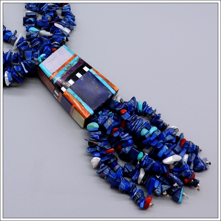 4 strand Lapis  Necklace by Delbert Crespin