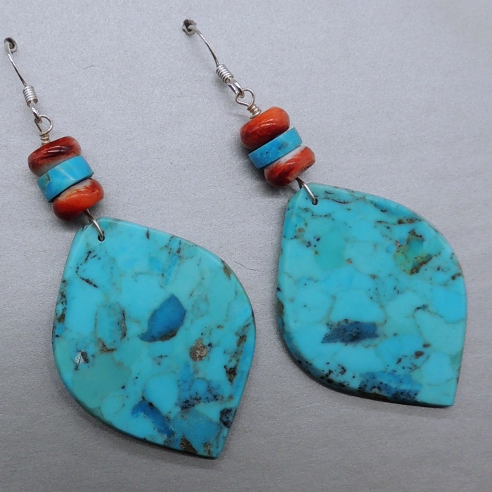  Large Blue Turquoise Earrings by Lupe Lovato - Product Image
