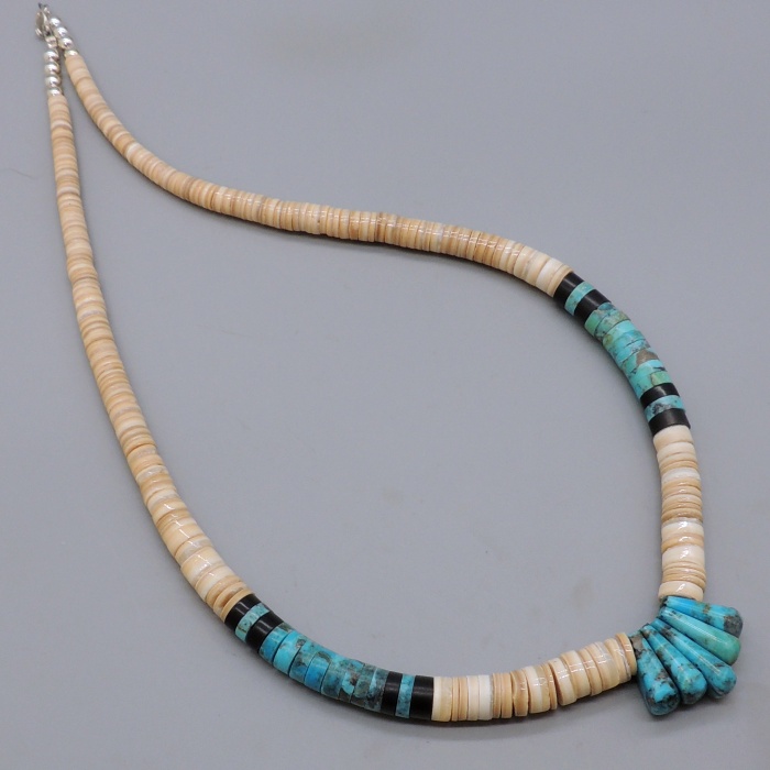 Melo Shell & Turquoise Necklace by Lupe Lovato