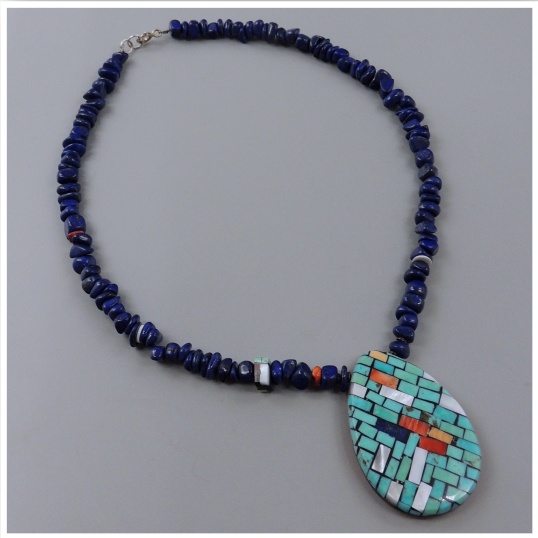 Lapis Choker w/Pendant by Charlene Reano - Product Image