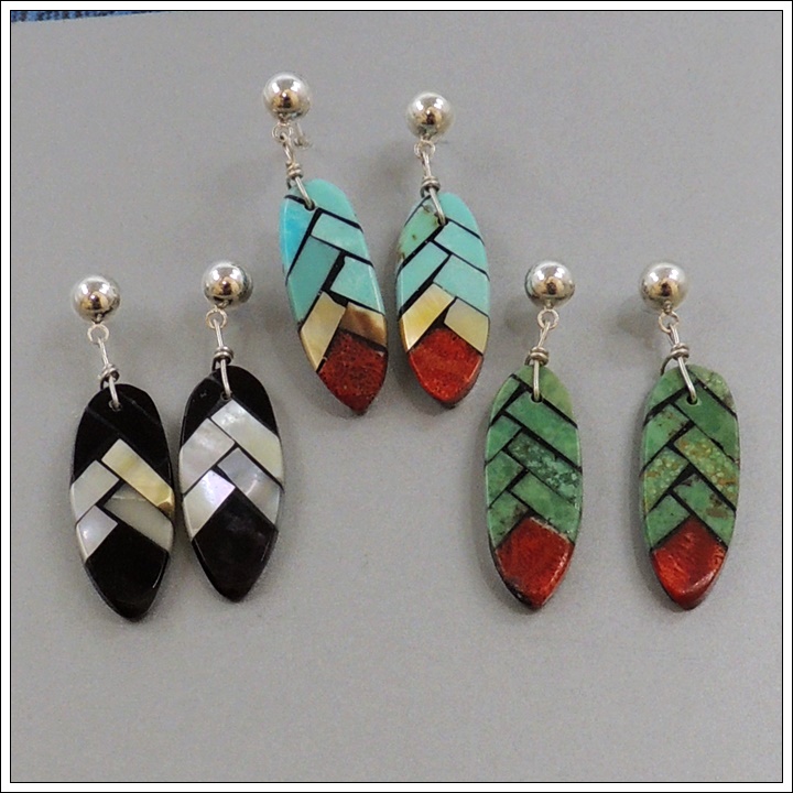 Inlaid Feather Earrings by Charlotte Reano - Product Image