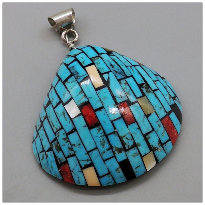 Blue Inlaid Shell by Charlotte & Percy Reano Blue Inlaid Shell by Charlotte & Percy Reano