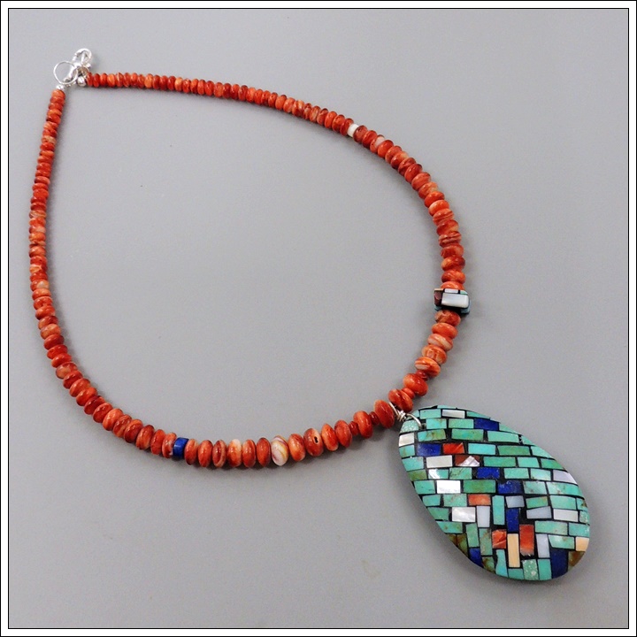 Orange Spiny Oyster Necklace w/Pendant by Charlene Reano