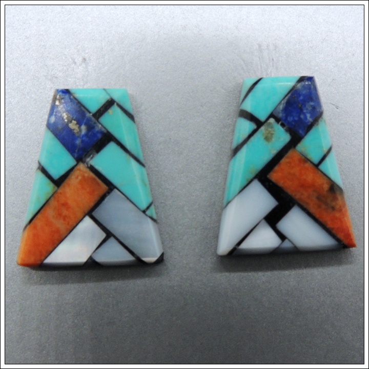 Blue Inlaid Earrings by Janalee Reano - Product Image