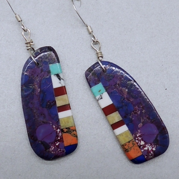 Lapis Earrings w/Inlay by Ronald Chavez - Product Image