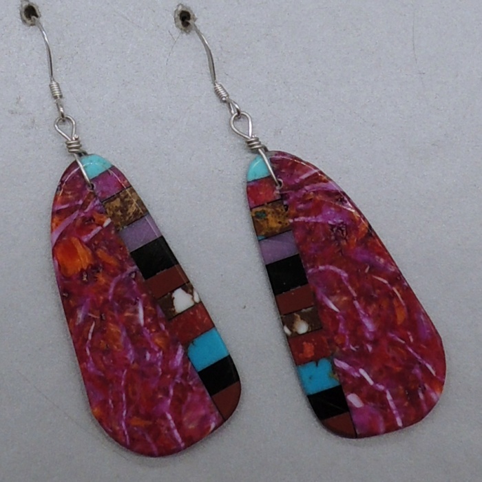 Purple Earrings w/ Inlay by Ronald Chavez - Product Image