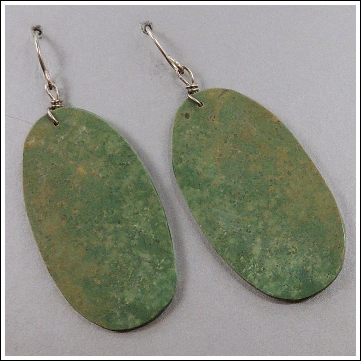 Large Green Slab Earrings - Product Image