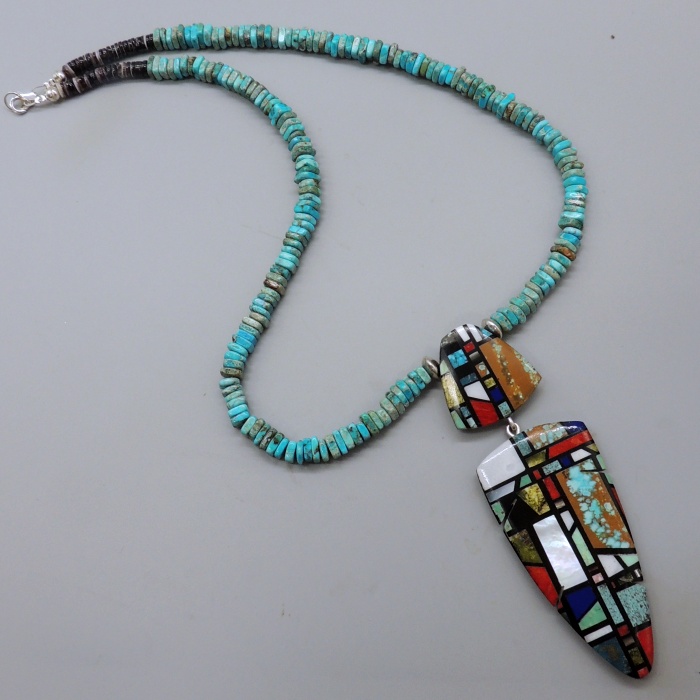 Inlaid Turquoise Pendant Necklace by Chris Nieto - Product Image