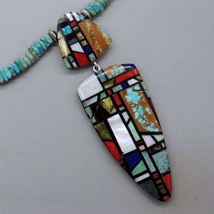 Inlaid Turquoise Pendant Necklace by Chris Nieto