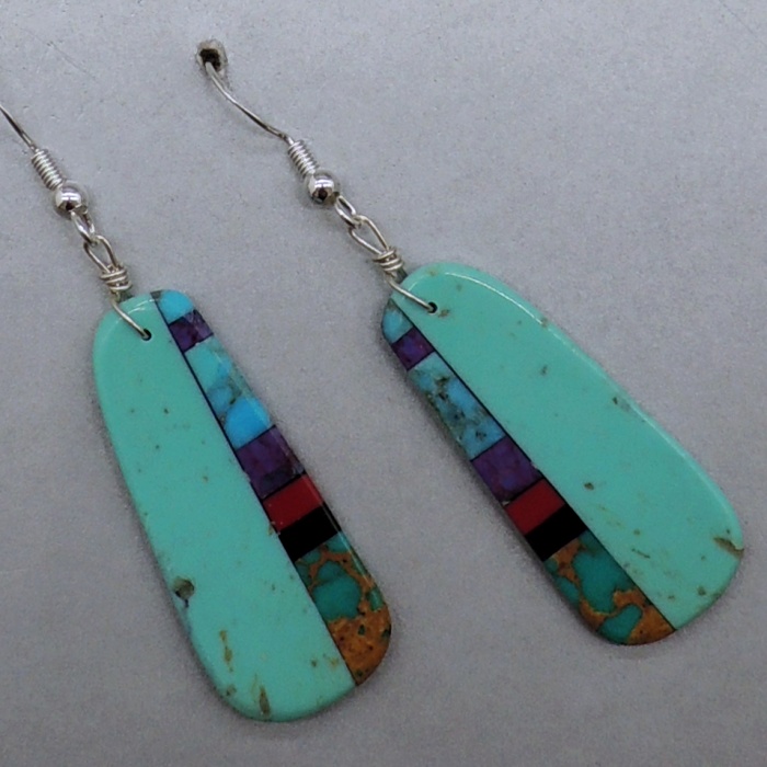 Inlaid Turquoise Earring by Ronald Chavez - Product Image