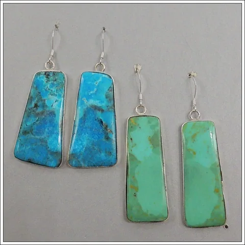 Silver Wrap Turquoise Earrings by Veronica Tortalita