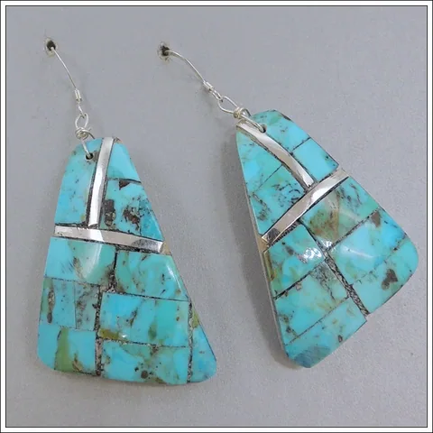 Turquoise Inlaid Earrings by Veronica Tortalita