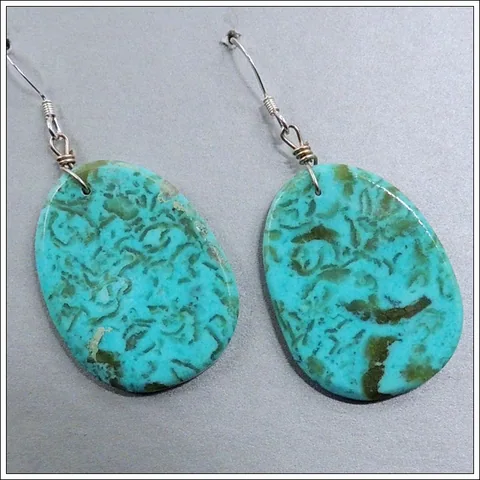 $40 Blue Turquoise Slab Earrings