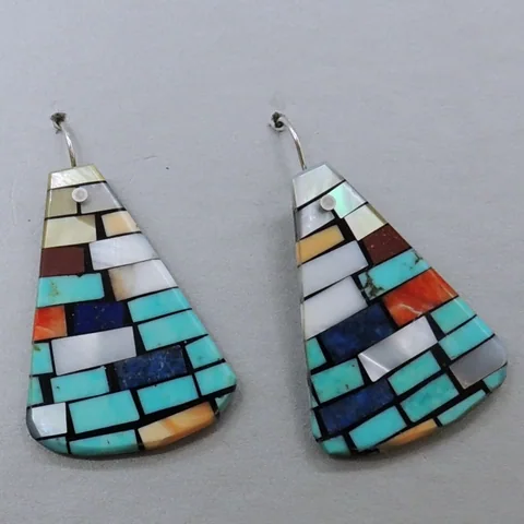 Blue Inlaid Earrings by Charlene Reano