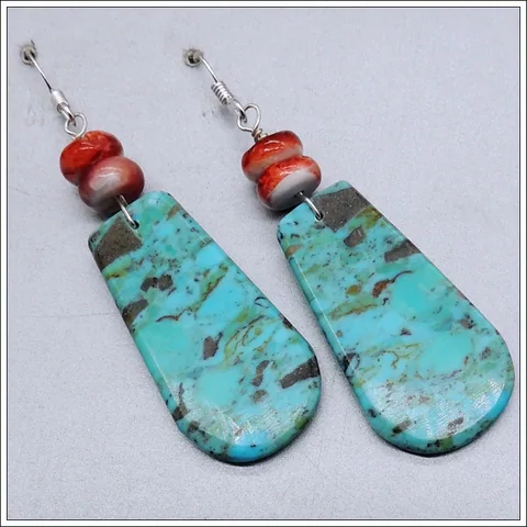 Blue Turquoise Earrings by Lupe Lovato (B)
