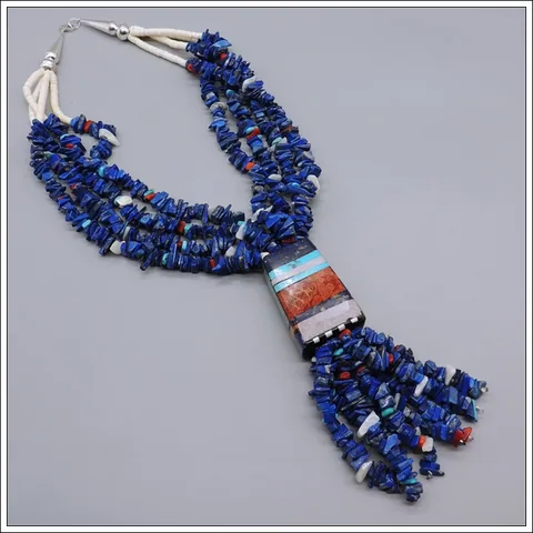 4 strand Lapis Necklace by Delbert Crespin