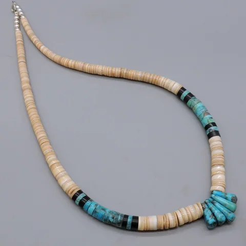 Melo Shell & Turquoise Necklace by Lupe Lovato