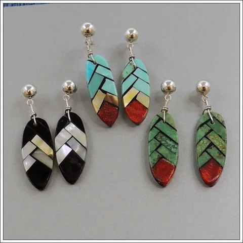 Inlaid Feather Earrings by Charlotte Reano