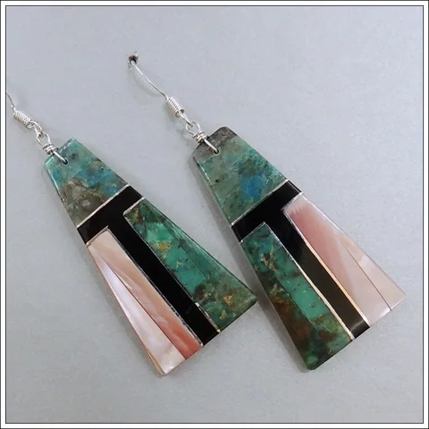 Large Inlaid Earrings by Antonio Pacheco