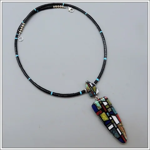 Inlaid Jet Necklace by Chris Nieto