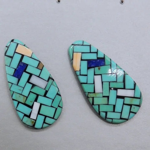 Tear Drop Inlaid Earrings by Charlene Reano