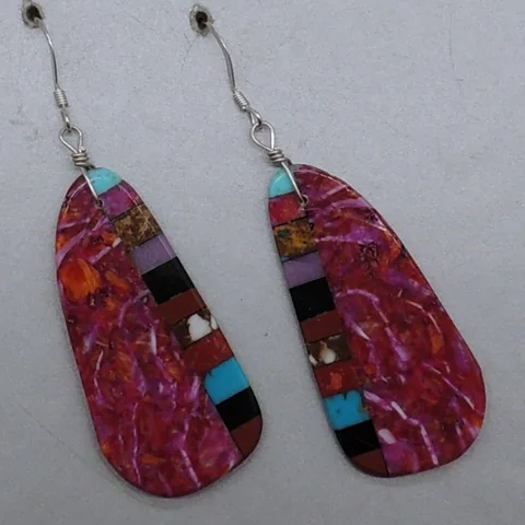 Purple Earrings w/ Inlay by Ronald Chavez